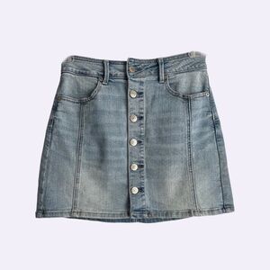 American Eagle Outfitters Denim Button-Front A-Line Mini Skirt Size 0